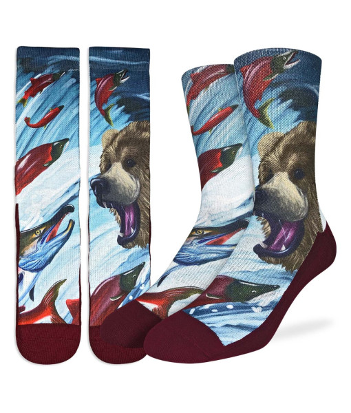 Grizzly Bear And Sockeyes Salmon Socks