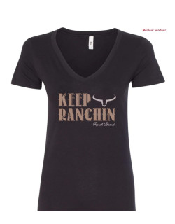 T-shirt Femme Keep Ranchin Noir et Tan