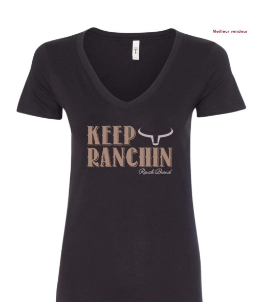 T-shirt Femme Keep Ranchin Noir et Tan