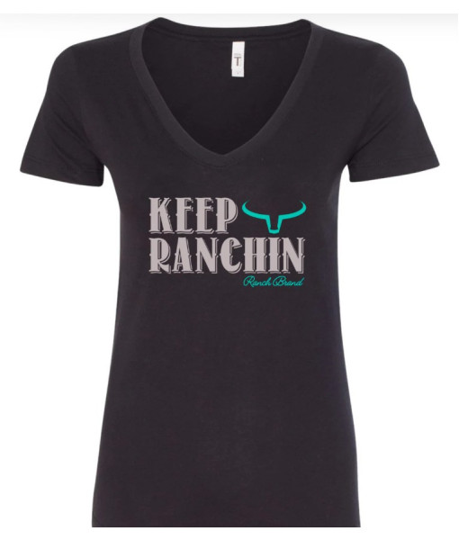 T-shirt Femme  Keep Ranchin Gris