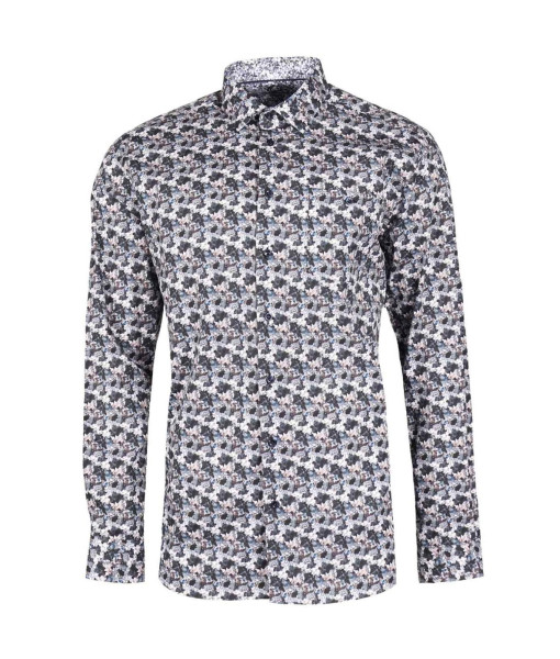 Chemise Print Floral Bleu Noir