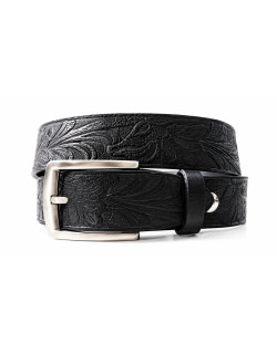 Ceinture Noir Embossé Western